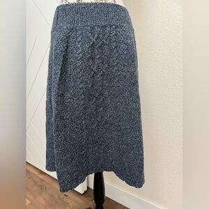 Moth Anthropologie Wool Knit Blue/Gray A-Line Skirt